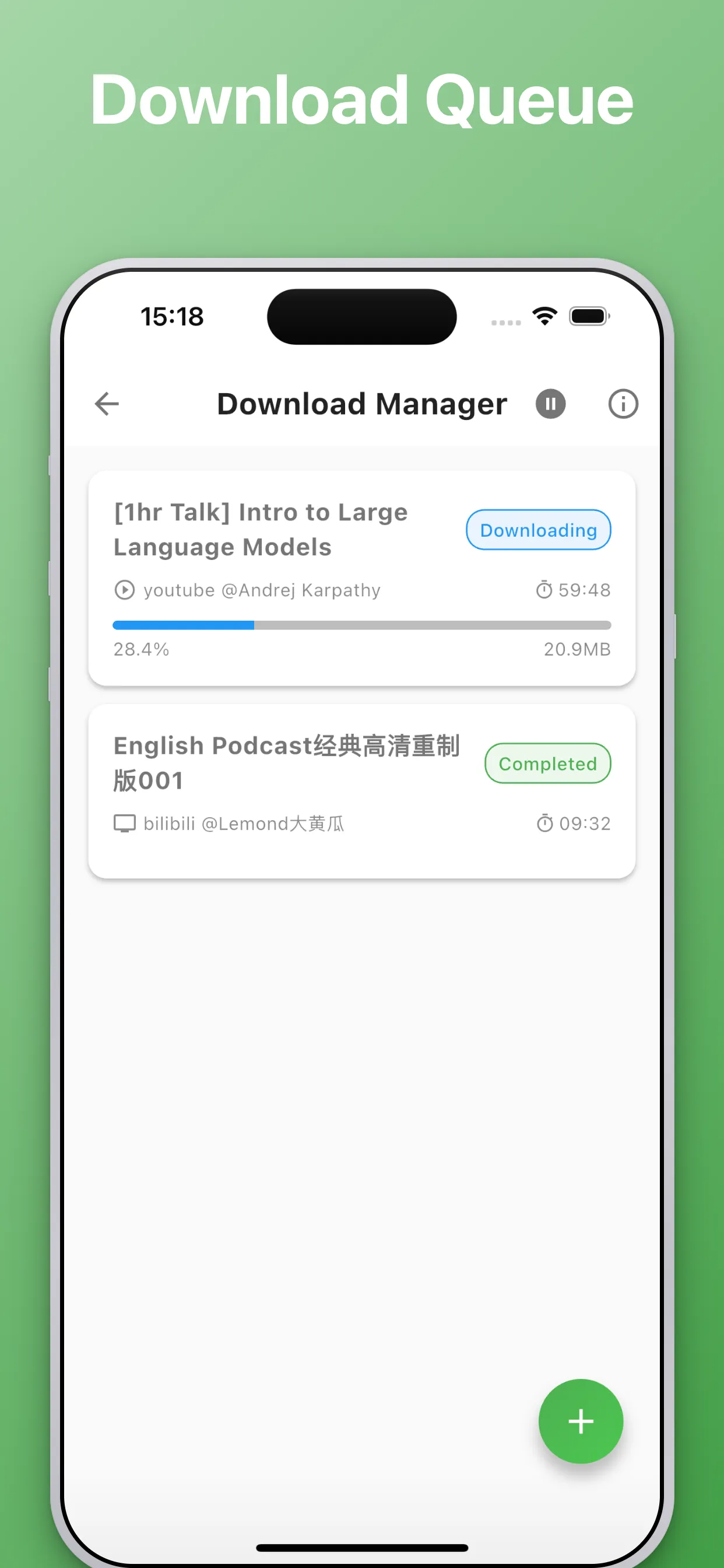 ListenGo download manager - offline download queue